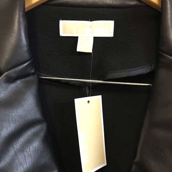 Michael Kors Casual Black Blazer w/Vegan Leather - Picture 4 of 6